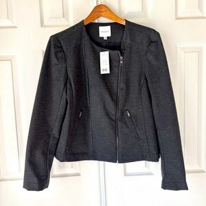 NWT Catherine Malandrino Runway Style Moto Jacket Charcoal Gray Womens Size XXL